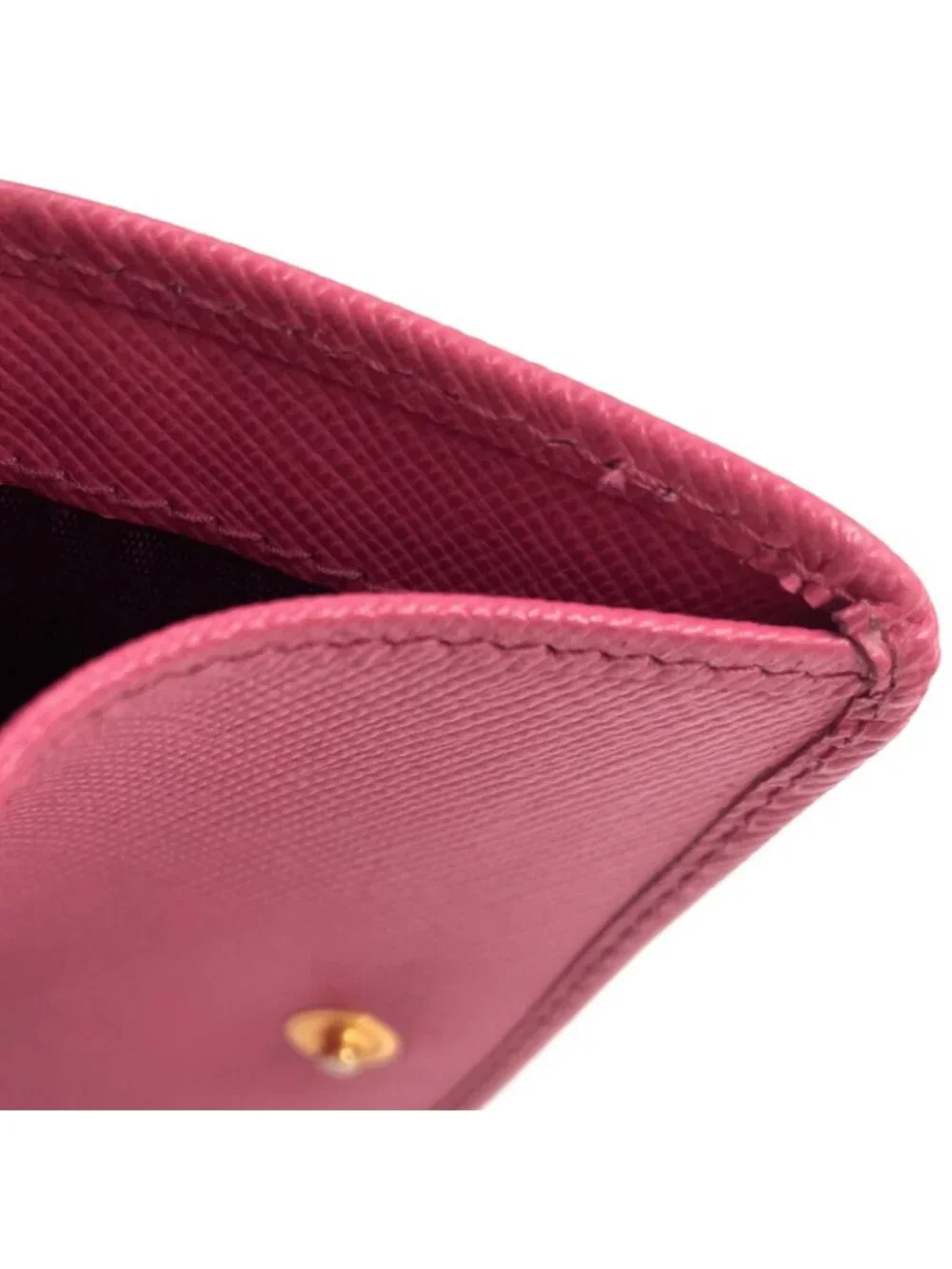 Prada Saffiano Fiocco Leather Pink Trifold Wallet Gold